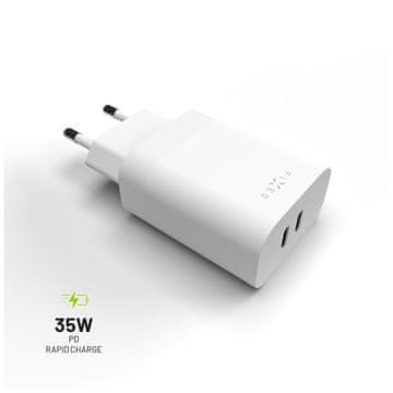 FIXED FIXED FIXC35-2C-WH Dual potovalni polnilnik z dvojnim USB-C 35 W bel