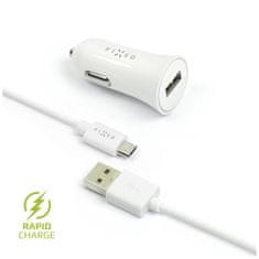 FIXED FIXED FIXCC-UM-WH komplet avtopolnilnika z USB izhodom in USB/micro USB kablom, 1 meter, 12W bel