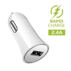 FIXED FIXED FIXCC-UM-WH komplet avtopolnilnika z USB izhodom in USB/micro USB kablom, 1 meter, 12W bel