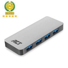 ACT AC6120 USB Hub A 3.2, 4 vhodi, napajalnik, siv