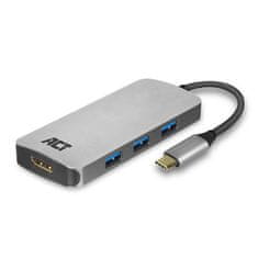 ACT Adapter in USB Hub AC7024 USB-C v HDMI 4K/ 3 vhodi USB A/C 3.2 siv