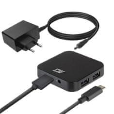 ACT AC6410 USB-C Hub 4 vrata USB A 3.2 z napajalnikom 10W črn
