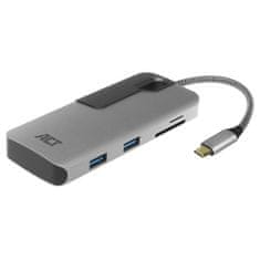ACT AC7052 USB-C Hub 3 vrata z bralnikom kartic siva