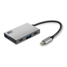 ACT AC7070 USB C Hub 4 vrata z 2x USB-C in 2x USB-A 3.2 siv