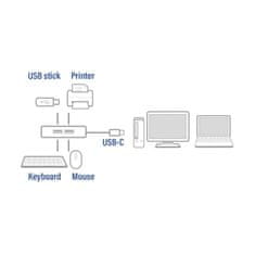 ACT AC6410 USB-C Hub 4 vrata USB A 3.2 z napajalnikom 10W črn