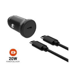 FIXED FIXED USB-C avtomobilski polnilnik 20 W+ kabel USB-C/USB-C črn FIXCC20N-CC-BK
