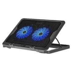 Defender NS-503 (29503) 2-port HUB, do 17", 2 modra ventilatorja črn stojalo za prenosni računalnik