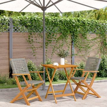 Vidaxl vidaXL 3-delni bistro set, siv PE ratan in les