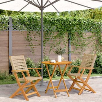 Vidaxl vidaXL 3-delni bistro set, bež PE ratan in les