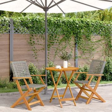 Vidaxl vidaXL 3-delni bistro set, siv PE ratan in les
