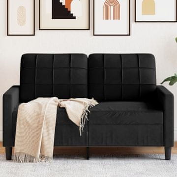 Vidaxl vidaXL Dvosed, črn, 120 cm, oblazinjen z žametom