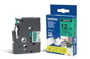 Brother - TZe-731, zelena / črna - 1 kos (12 mm, lamin.)