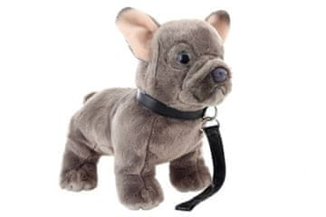 Uni-Toys Plišasti francoski buldog s povodcem 23 cm