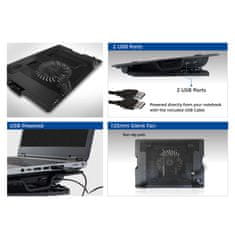 ACT AC8110 17" hladilno stojalo za prenosni računalnik z 2-port HUB, do 17" LED, ventilator, črna