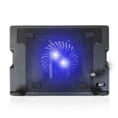 ACT AC8110 17" hladilno stojalo za prenosni računalnik z 2-port HUB, do 17" LED, ventilator, črna