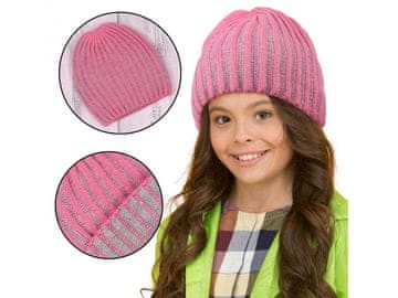 atmosphere Otroška, rožnata, topla kapa za deklico