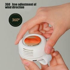 Netscroll Mini prenosni ventilator, tiho in močno delovanje, tri stopnje moči, 360-stopinjsko vrtenje, priročen zatič za namestitev, idealno za pisarno, avto, potovanja, USB polnjenje, FanClip