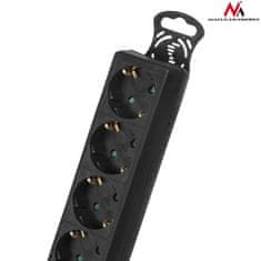 Maclean Maclean Power Strip, podaljšek s 5 vtičnicami, s stikalom, črn, nemški tip, 3500 W, 1,4 m, MCE226G