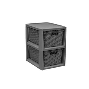 slomart BranQ Rattan regal z 2 košarama, antracit