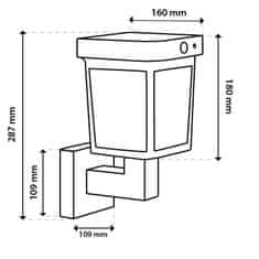 LUMILED Solarna vrtna svetilka LED fasadna stenska svetilka MULION 4000K IP44 PIR