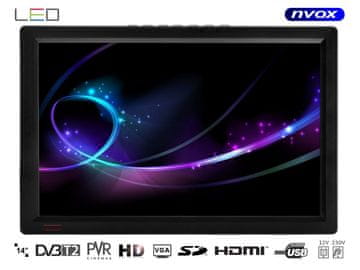 slomart Monitor LED 14cali HDMI VGA USB SD AV PVR DVB-T/T2 MPEG-4/2 12V 230V... (NVOX DVB14T)