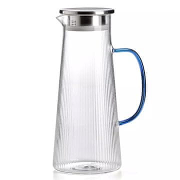 IVV Vrč s pokrovom Narciso 1,6l / moder ročaj / borosilikatno steklo, inox