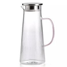 IVV Vrč s pokrovom Narciso 1,6l / roza ročaj / borosilikatno steklo, inox