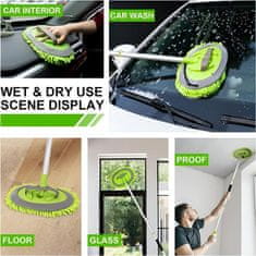 JOIRIDE® Krtača za pranje avtomobila, Čiščenje vozila, teleskopski ročaj (Zelena, 60-105 cm) | CLEANFUZZ