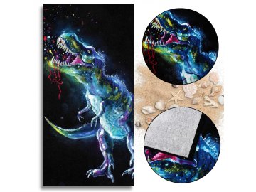 sarcia.eu Bombažna brisača, plažna brisača dinozaver, črna 70x140 cm OEKO-TEX