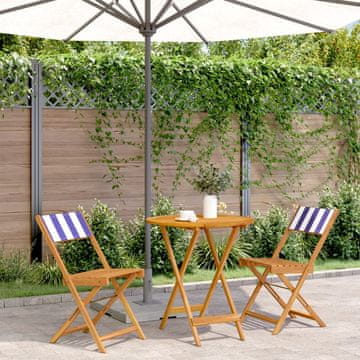 Vidaxl vidaXL 3-delni bistro set, modro-belo blago in les