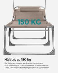 Songmics Ležalnik za sončenje v bež barvi z nadstreškom za 150 kg GCB192K01 