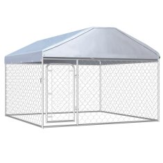 Vidaxl Zunanji pasji boks s streho 200x200x135 cm