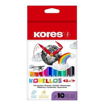 Kores KORELLO obojestranski markerji, komplet 10 barv