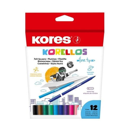 Kores Otroški markerji KORELLO, komplet 12 barv