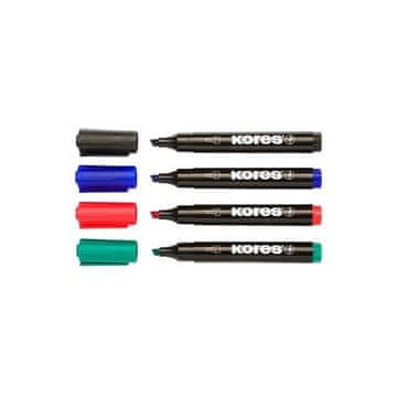 Kores Permanentni marker, poševni, 4 barve