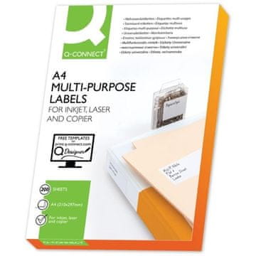 Q-Connect Univerzalne etikete, 210x297mm, bele
