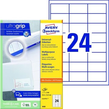 Avery Zweckform Univerzalne etikete, 64,6 x 33,8 mm, 2400 kosov