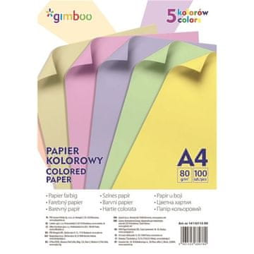 Gimboo A4 - 100 listov, 5 pastelnih barv