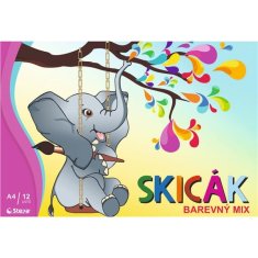 Skicirka A4 - 12 listov, 180 g/m2, mešanica barv