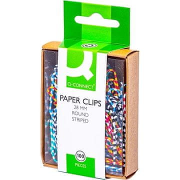 Q-Connect Pisarniške sponke 28 mm, mešanica barv,100 kosov