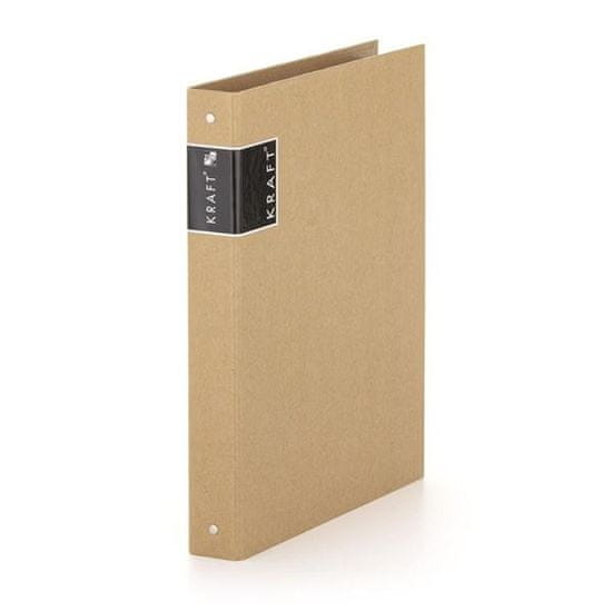Karton P+P Vezivo s 4 obročki Kraft nature-A4, širina hrbtišča 4 cm, rjave barve