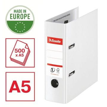 Esselte Datoteka z vzvodom št. 1 VIVIDA - A5, 7,5 cm, bela