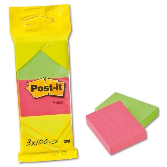 Post-It Listek, 51 x 38 mm, mešanica barv, 3 kosi