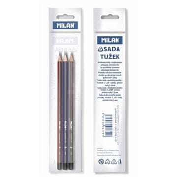 MILAN Grafitni svinčnik - komplet 3 kosov (2B, HB, H)