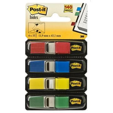 Post-It Zaznamki v pladnju, 11,9x43,2 mm, 4 barve