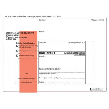 KRKONOŠSKÉ OBÁLKY Dobavnice B6-rdeče, administrativne, samolepilne, 100 kosov