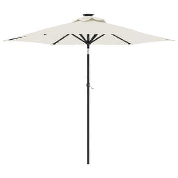 Vidaxl Vrtni senčnik z LED lučmi in jeklenim drogom bel 225x225x212 cm