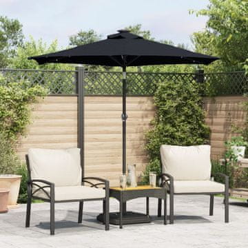 Vidaxl vidaXL LED vrtni senčnik z jeklenim drogom, črn, 225x225x212 cm