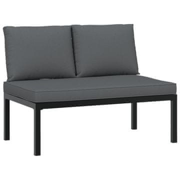 Vidaxl Vrtna klop z blazinami črn aluminij