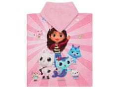 DreamWorks Mačji dom Gabi Otroška brisača s kapuco, pončo za deklico 50x115 cm OEKO-TEX 